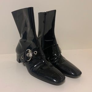 Patent leather buckle ankle boots 7